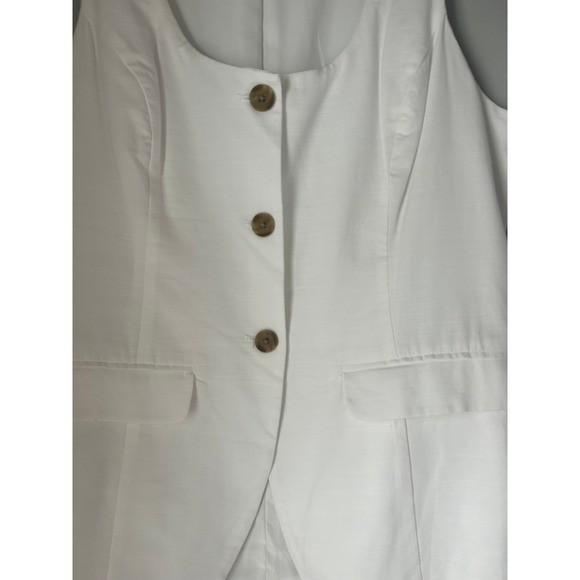 A New Day Womens White Tailored Button Front Vest with Back Cinch Tie Size L - Picture 3 of 7